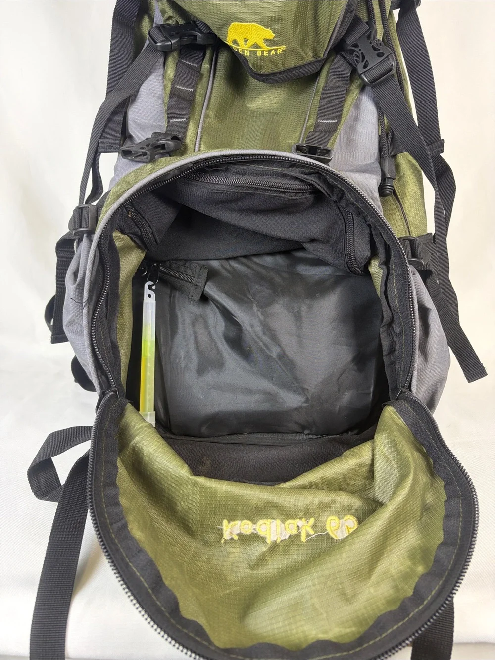Vintage Golden Bear Kodiak 65L Men's Internal Frame Hiking Backpack Olive/Gray